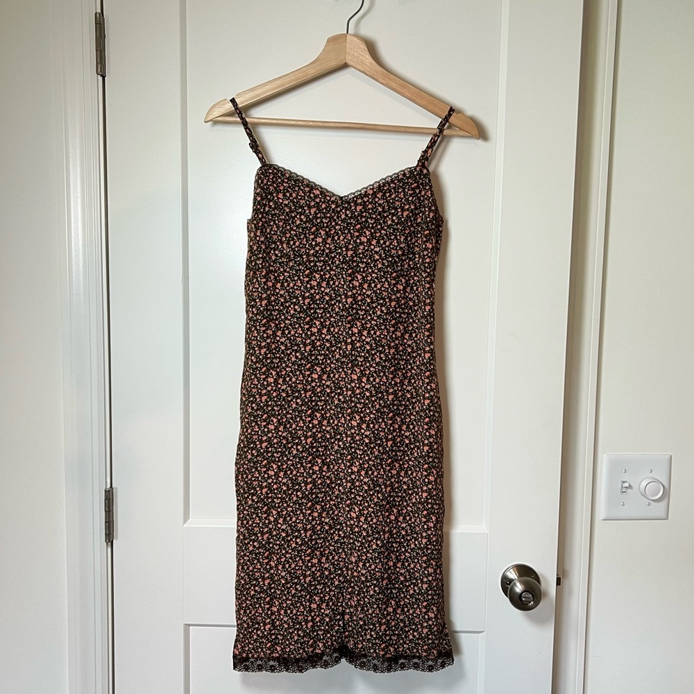 Old Navy Vintage Cottagecore‎ Midi Dress - Dark Brown Lace Floral - Y2K 2003 🤎